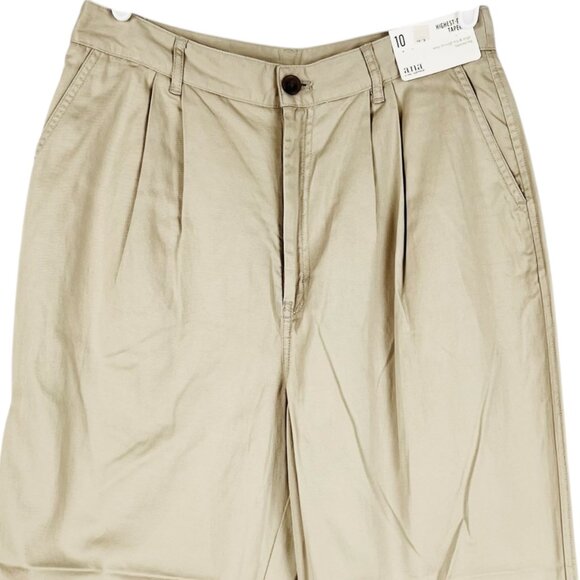 a.n.a. Women's Highest-Rise Tapered Leg Neutral Color Pleated Pants Size 10 NWT - Picture 3 of 11